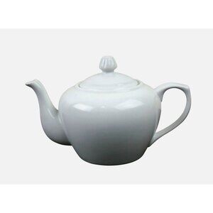 Cordon Bleu White Ceramic Teapot With Lid 1 Quart Capacity Classic Design